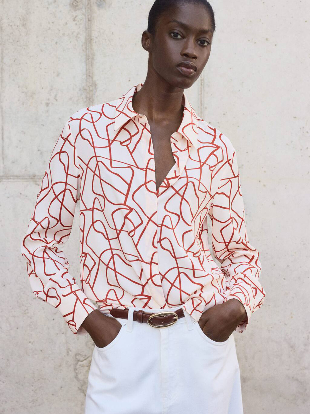 MANGO Abstract Printed Regular Fit Casual Shirt