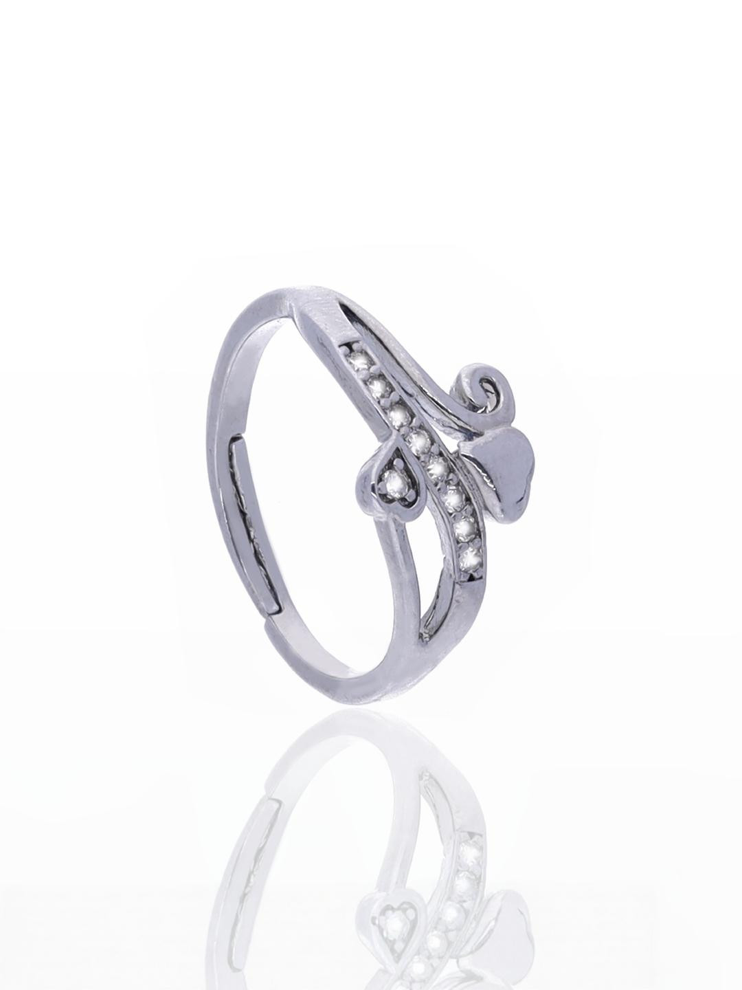 Anouk Silver Plated Twin Heart Design Ring