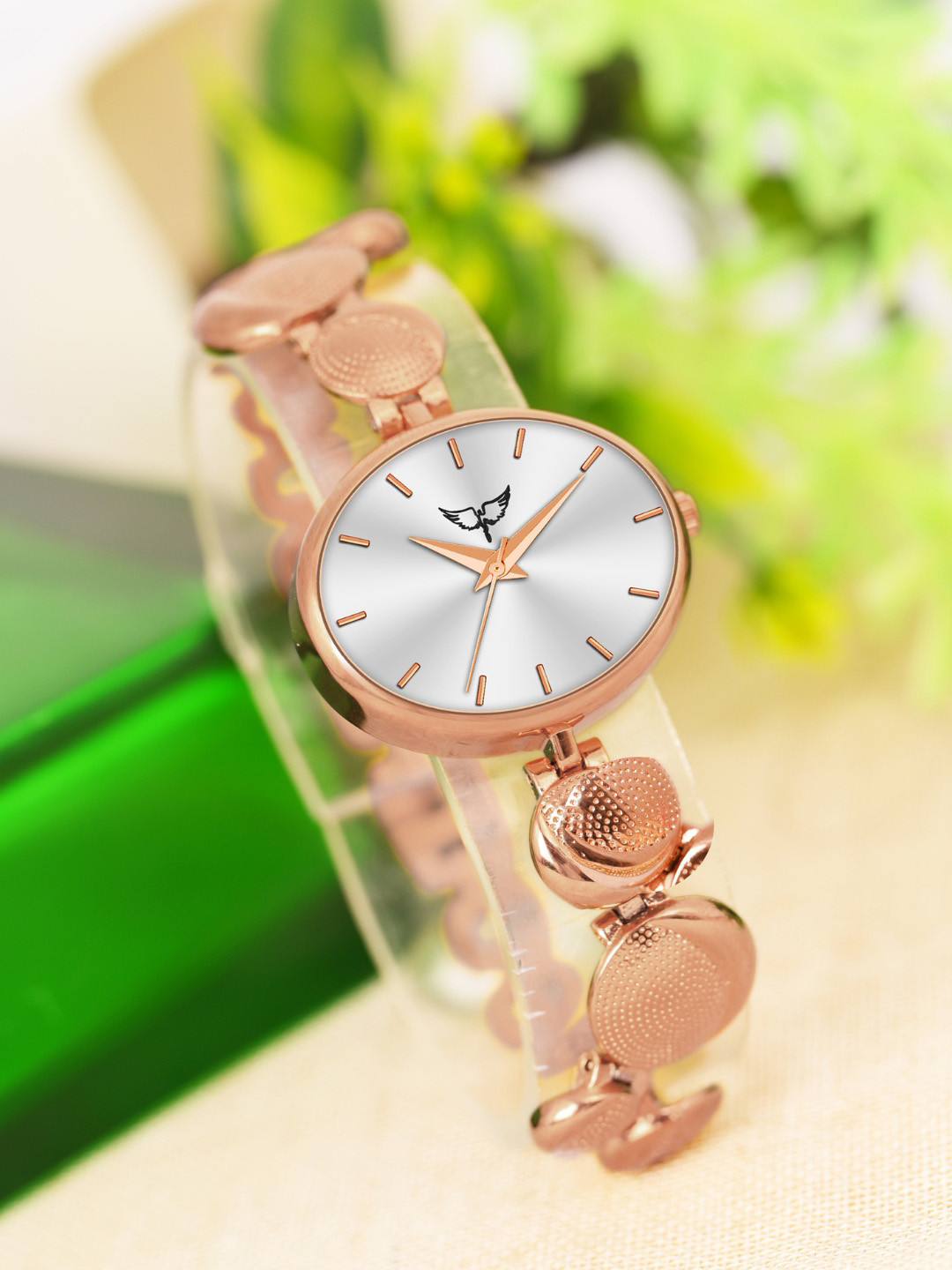 WHITE BIRD Women Round Dial & Bracelet Style Straps Analogue Watch N-6011 Rose Gold
