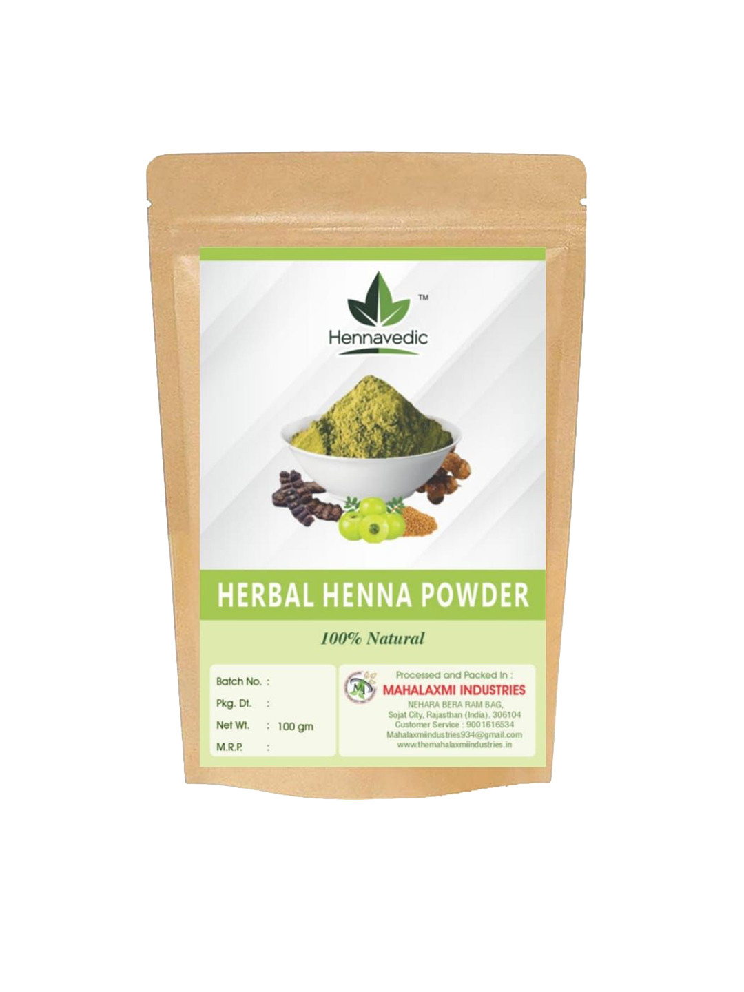 HENNAVEDIC Natural Henna Powder - 100 g