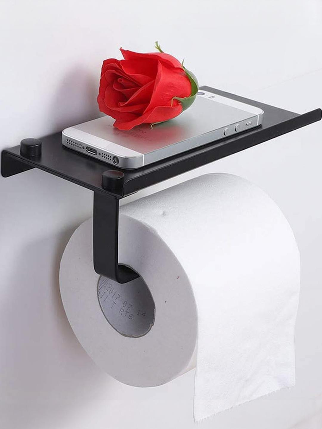 TAGVE Solid Stainless Steel Toilet Paper Holders With Mobile Phone Shelf
