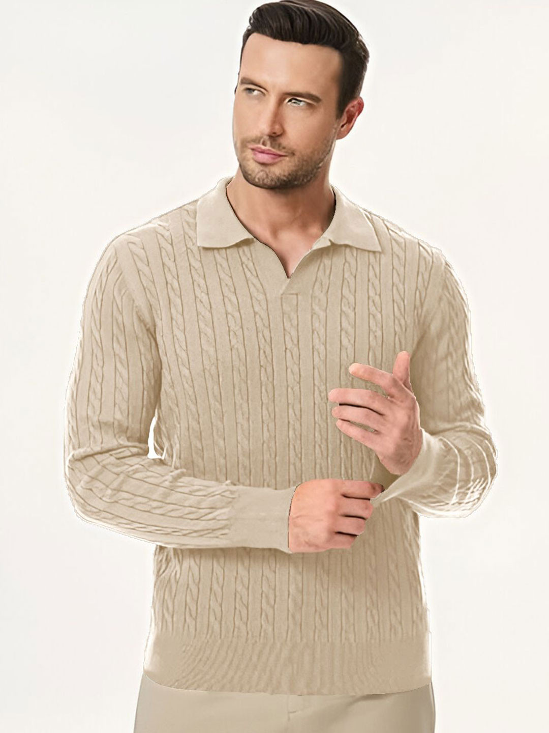 TYSORT Woollen Shirt Collar Pullover