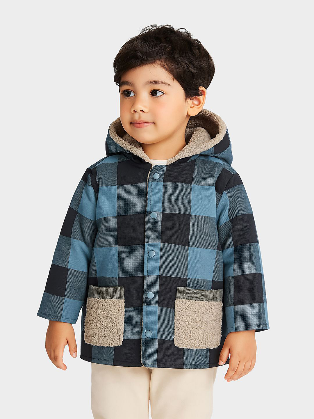 MiArcus Boys Checked Hooded Reversible Casual Jackets