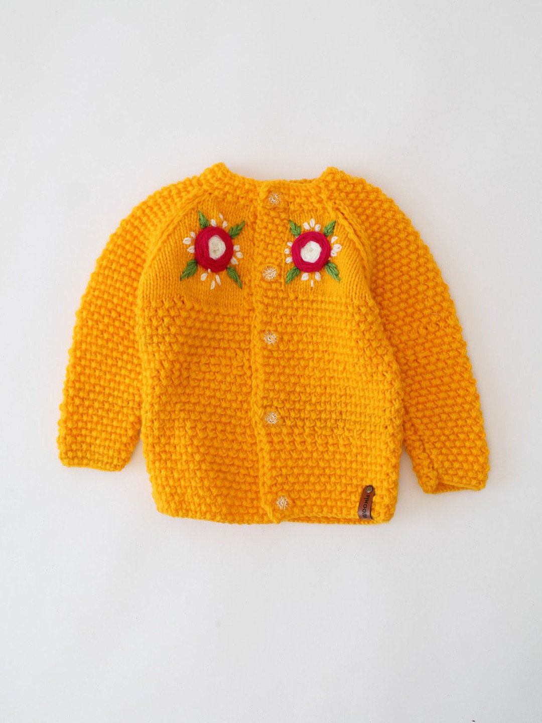 Woonie Kids Handknitted Floral Embroidered Cardigan