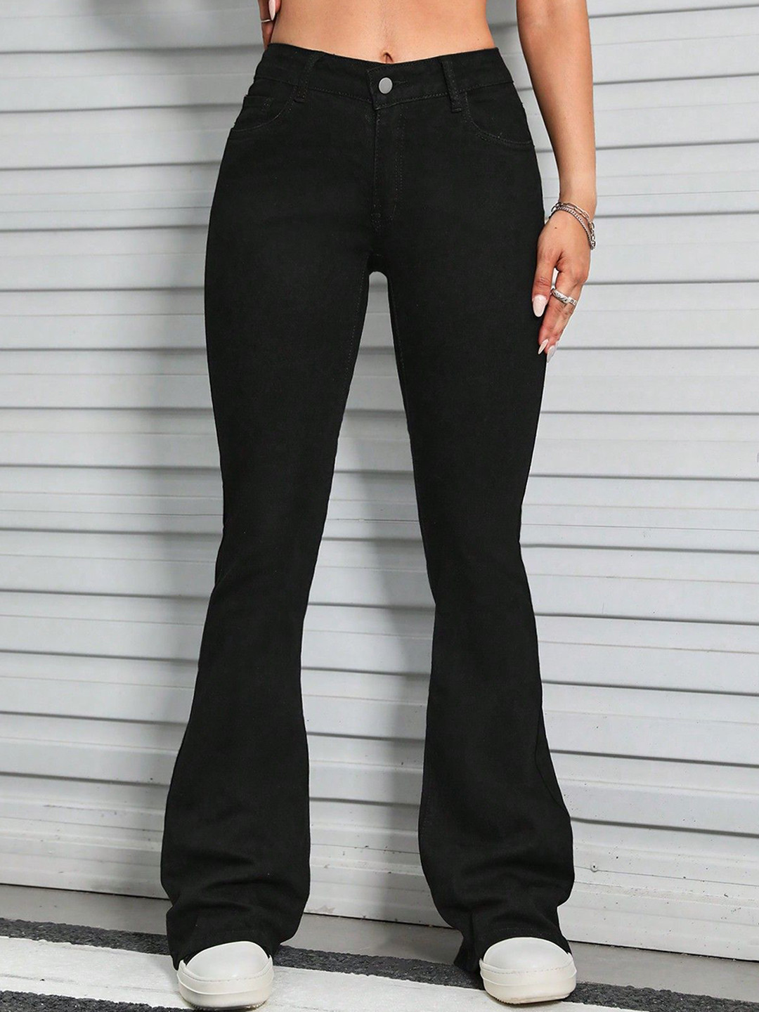 NU CLOTHS Women High-Rise Wide Leg Stretchable Jeans