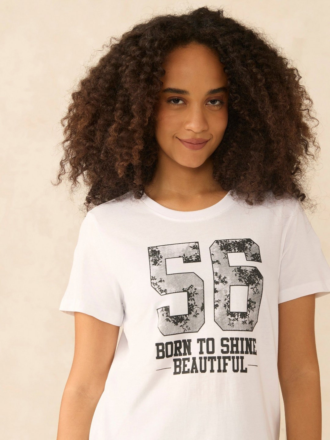 Born to Shine Typography Printed Short Sleeves T-Shirt