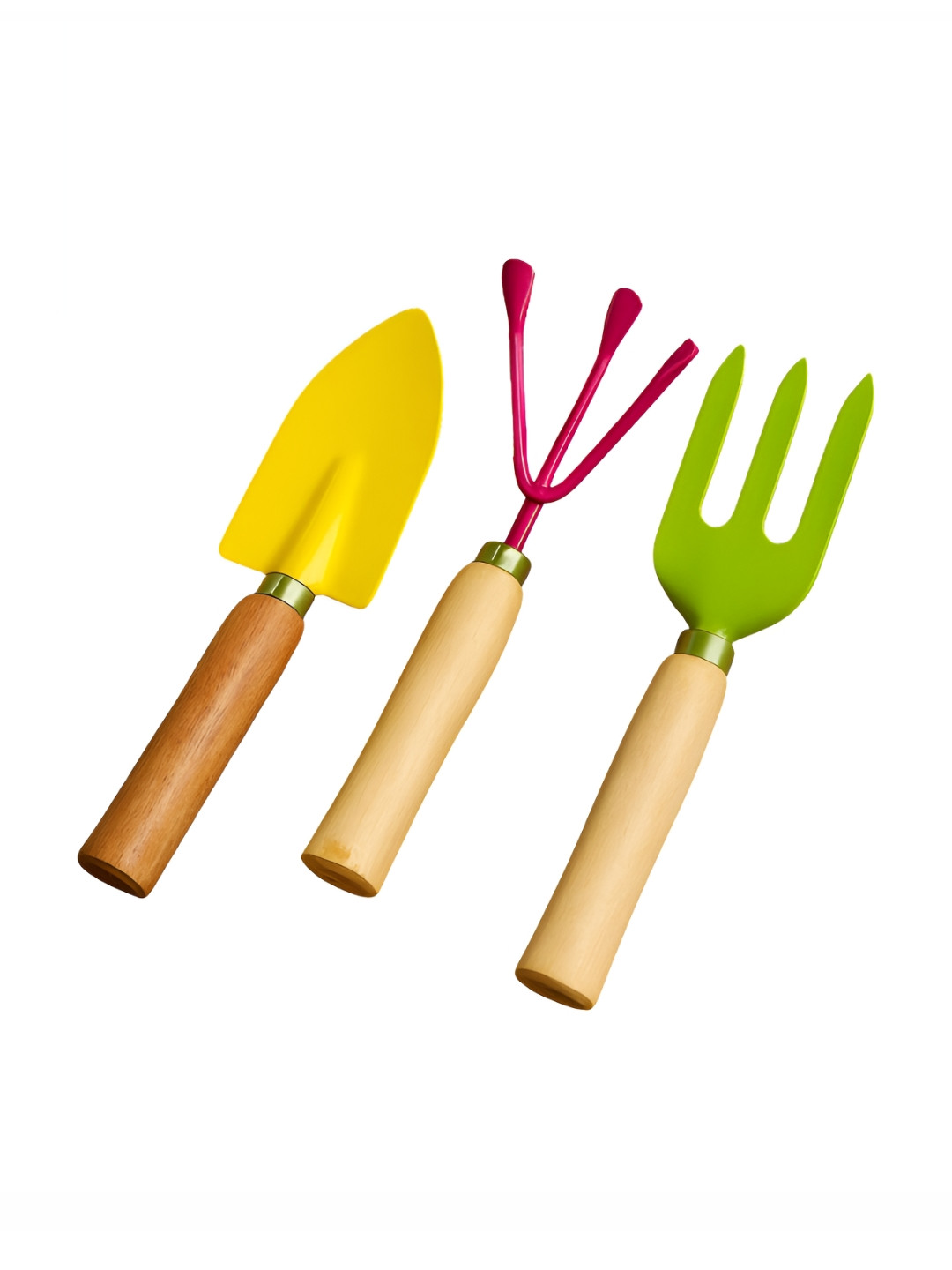 ecofynd Yellow & Green 3 Pieces Gardening Hand Tools With Wooden