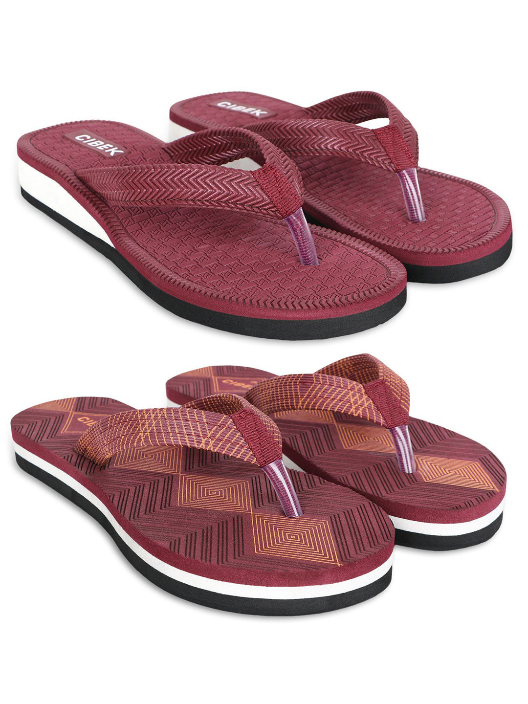 CIBEK Women Pack Of 2 Aniti Skid Thong Flip-Flops