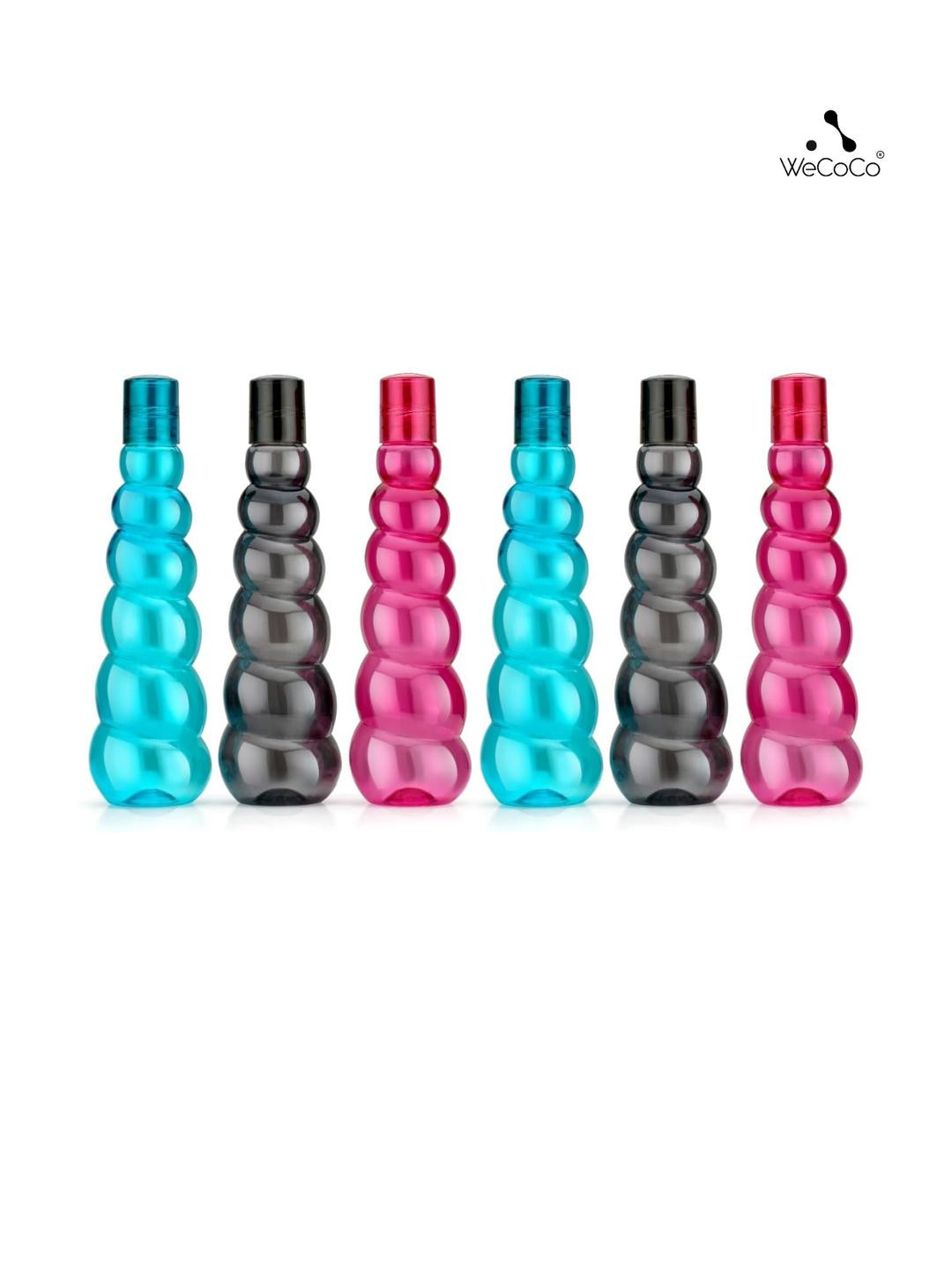 WeCoCo Multicoloured Set of 6 Plastic Solid Water Bottle