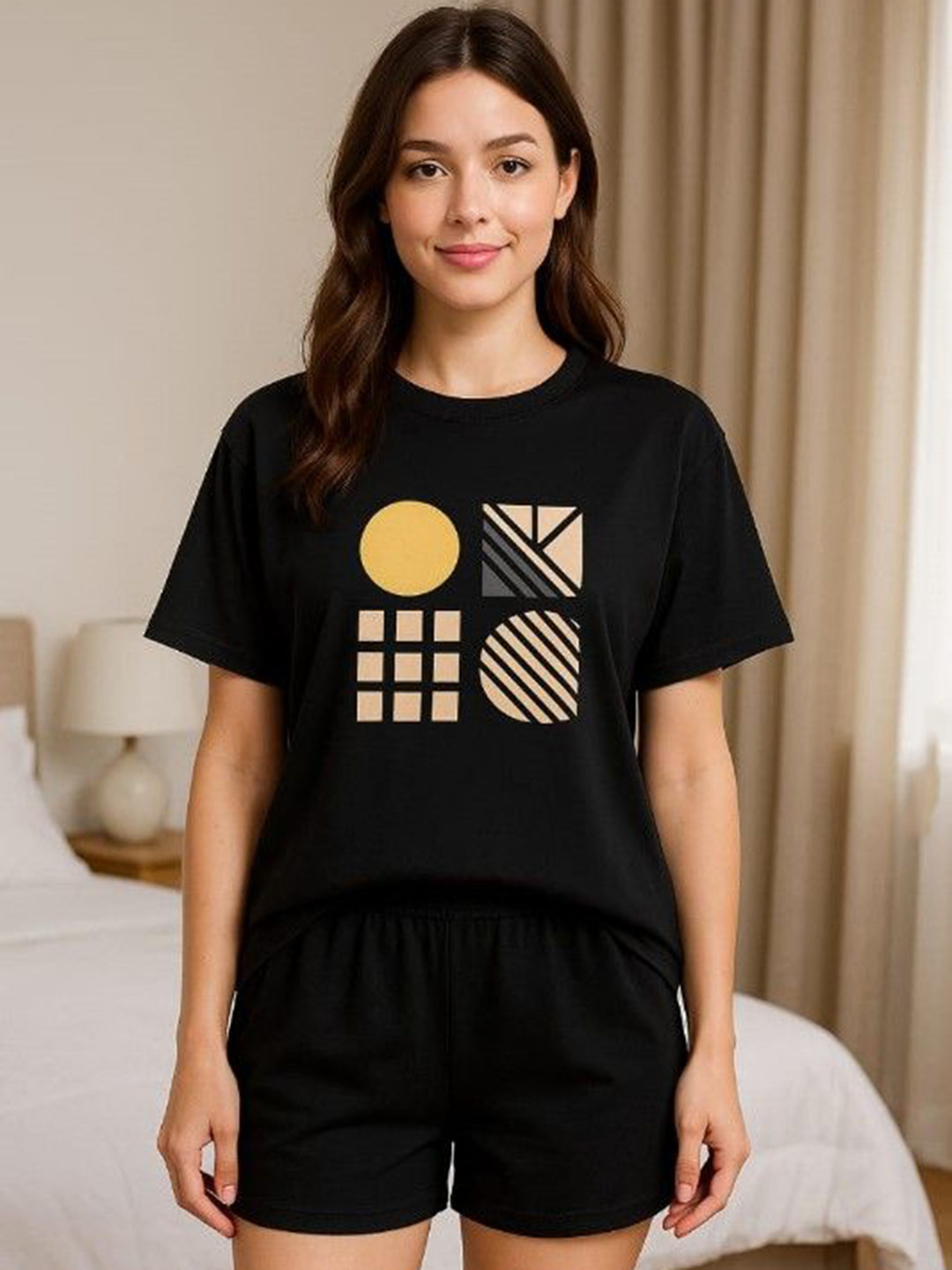 KSHS Women Printed Pure Cotton Night suit