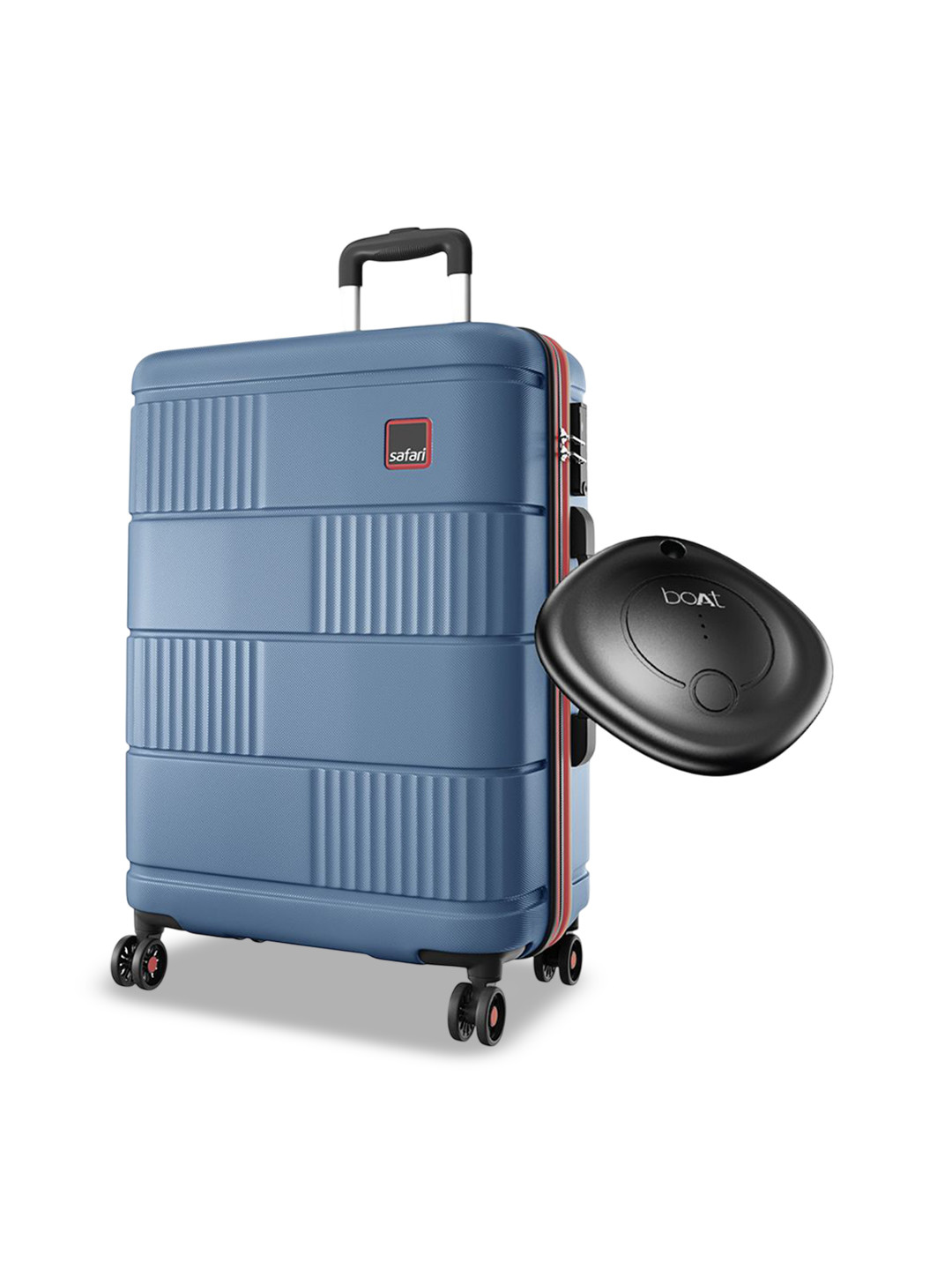 Safari Trackr Textured Hard-Sided Large GPS Enabled Trolley Suitcase With Tag