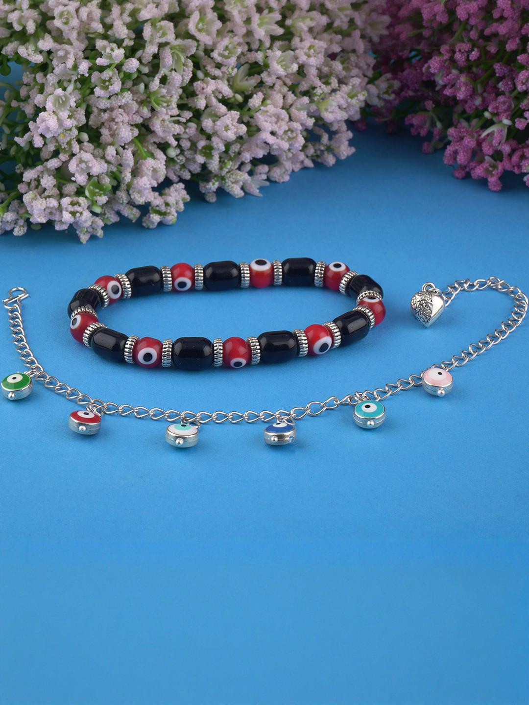 JFL - JEWELLERY FOR LESS Unisex Red Brass Artificial Beads Bracelet