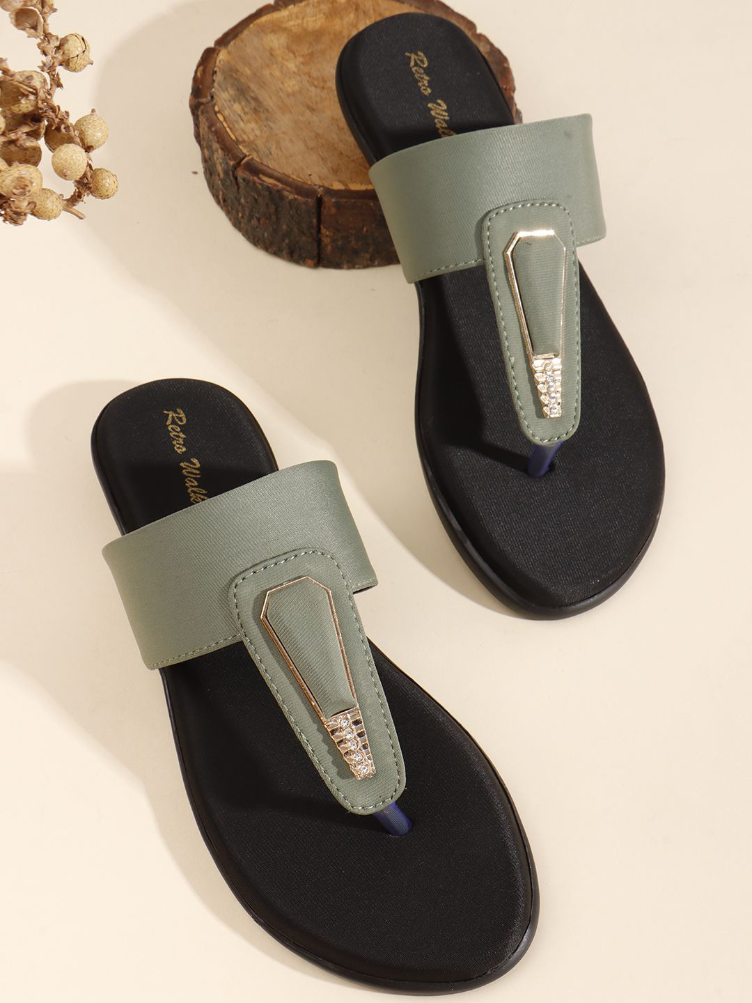 Retro Walk Women Western Embellished Open Toe Flats