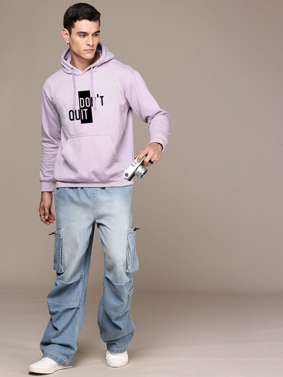 Dogman Men Dont Quit Printed Anti Odour Full sleeve Hooded Sweatshirt