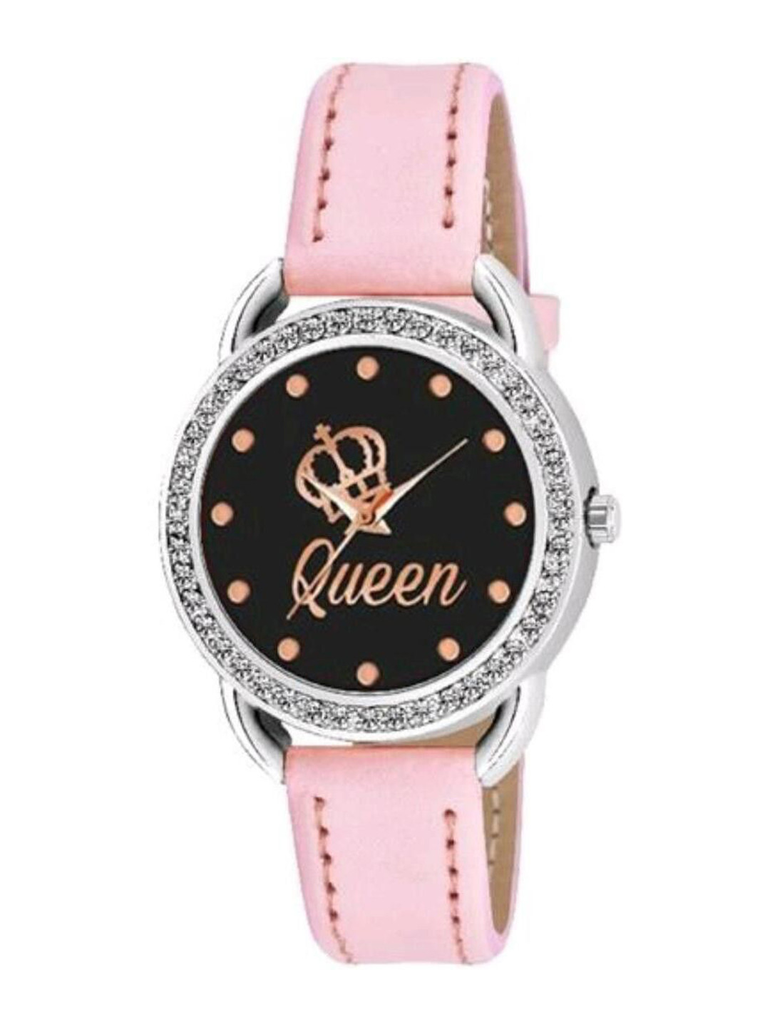 Miss Perfect Women Embellished Dial & Leather Textured Straps Analogue Watch Cvv199