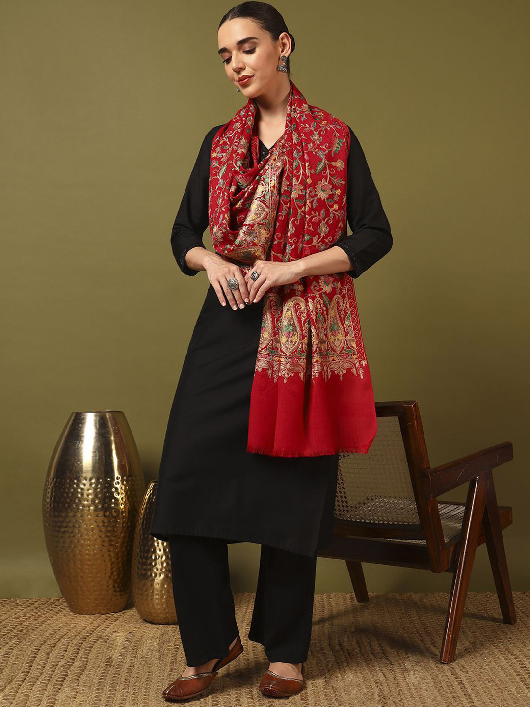 Kala Maison Floral Embroidered Stole