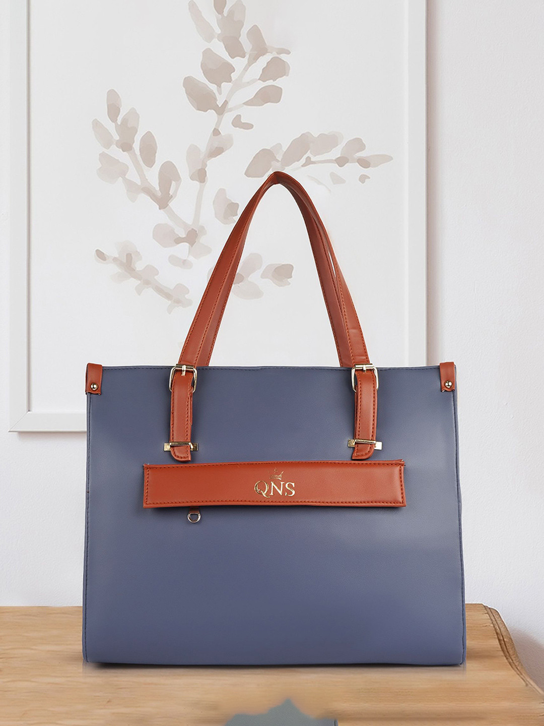 QNS Two Handles Classy Crossbody Tote Handbag