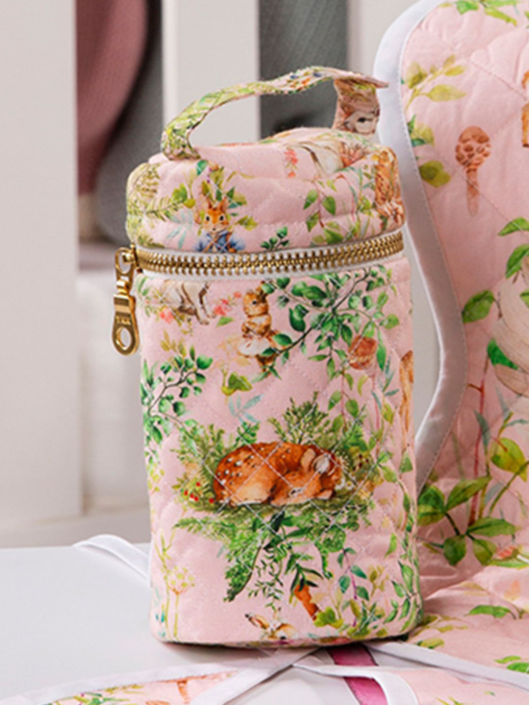 THE BABY TRUNK Infant Bunny Print Egyptian Cotton Bottle Cover