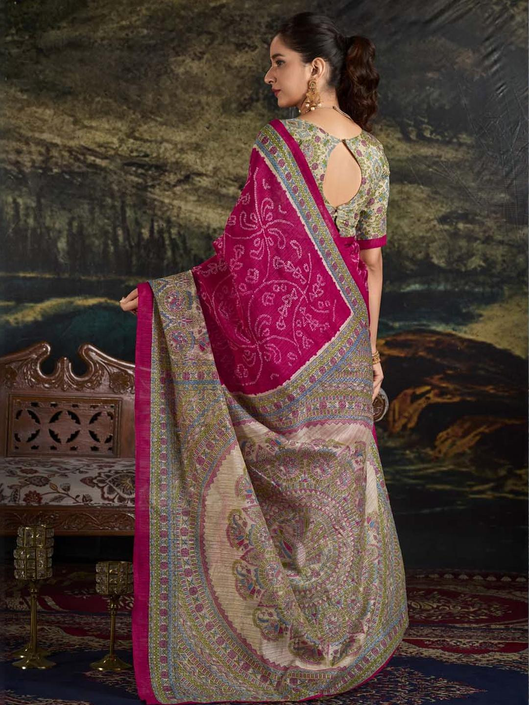 LOOKNBOOK ART Bandhani Fusion Saree