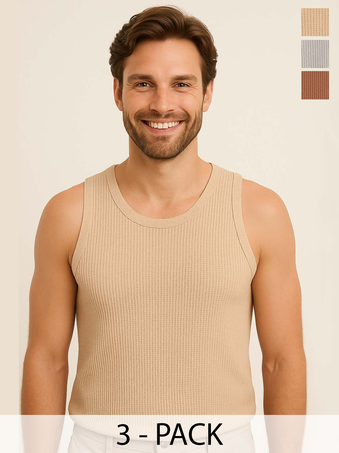 Organic Chics Pack Of 3 Waffle Textured Cotton Innerwear Vests