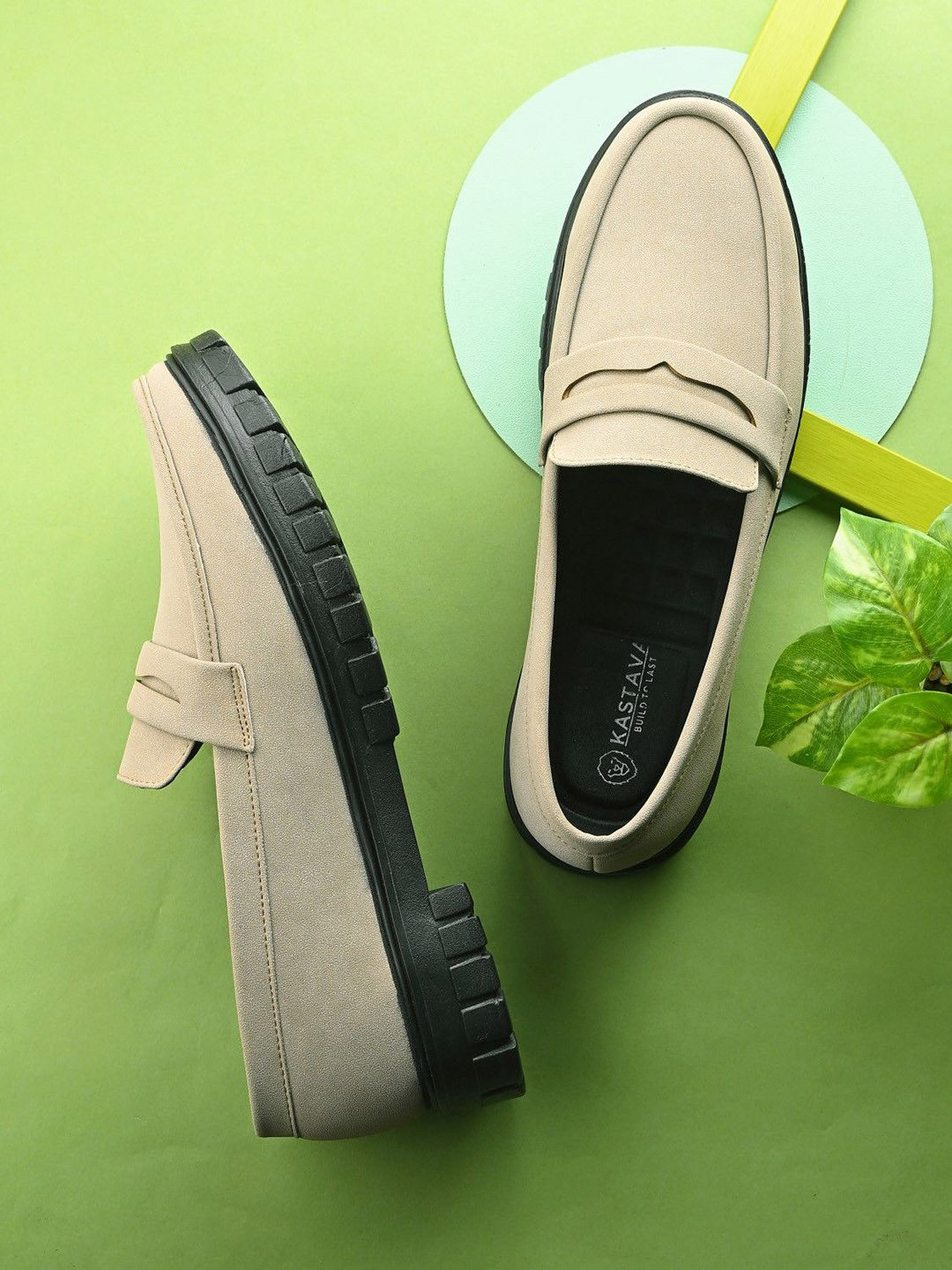 KASTAVA Men Round Toe Slip-On Loafers