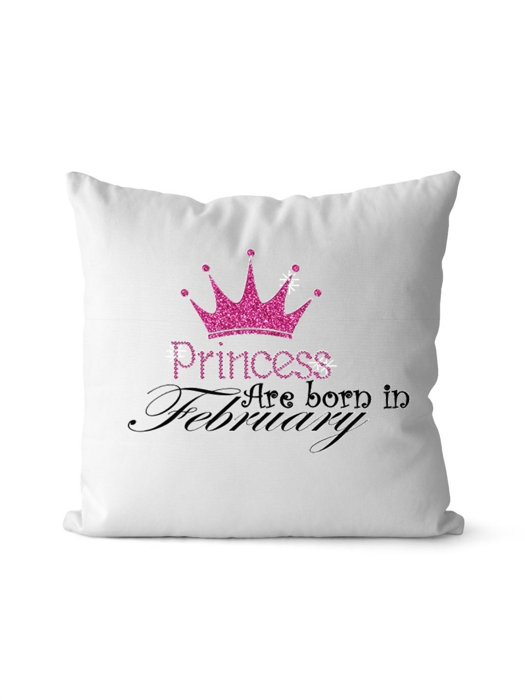 Loops n knots White & Black Princess Are Born In February Printed Pre-Filled Cushion