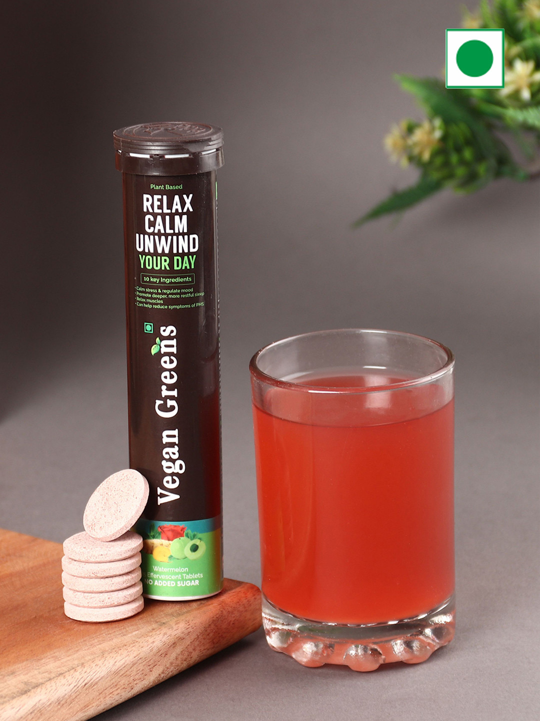 Vegan Greens Set Of 4 Relax Calm Unwind Your Day Calm Stress Tablets - 25 Tablets Each