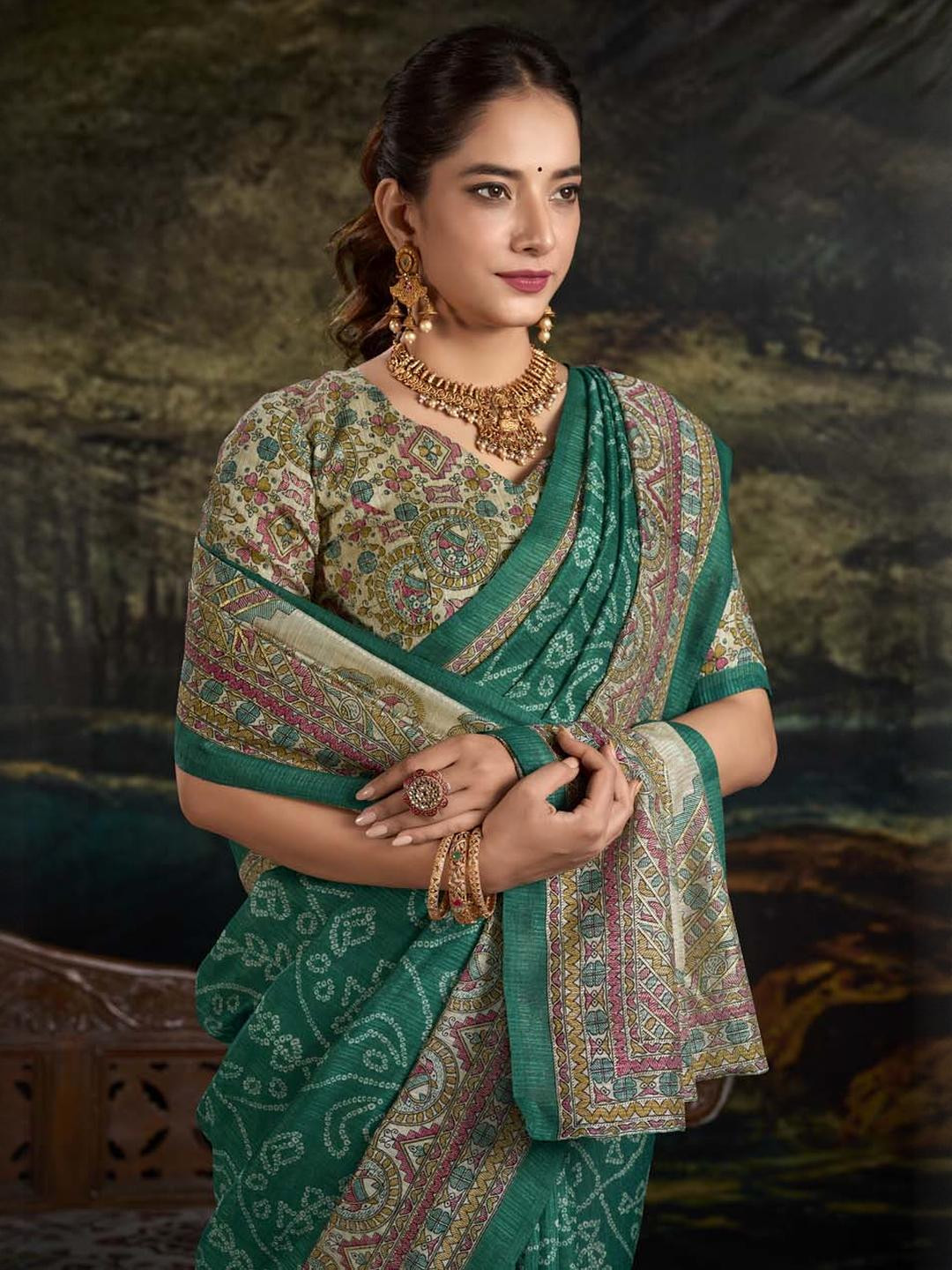 LOOKNBOOK ART Bandhani Fusion Saree