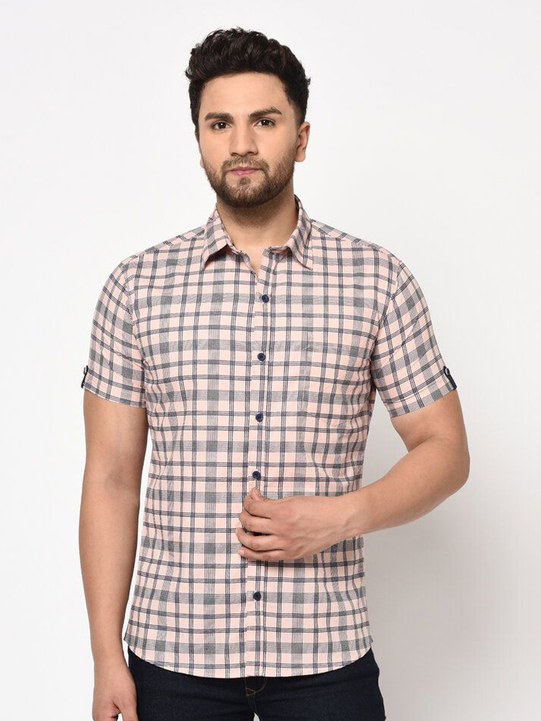 Apuesto Men India Slim Fit Checked Spread Collar Cotton Casual Shirt