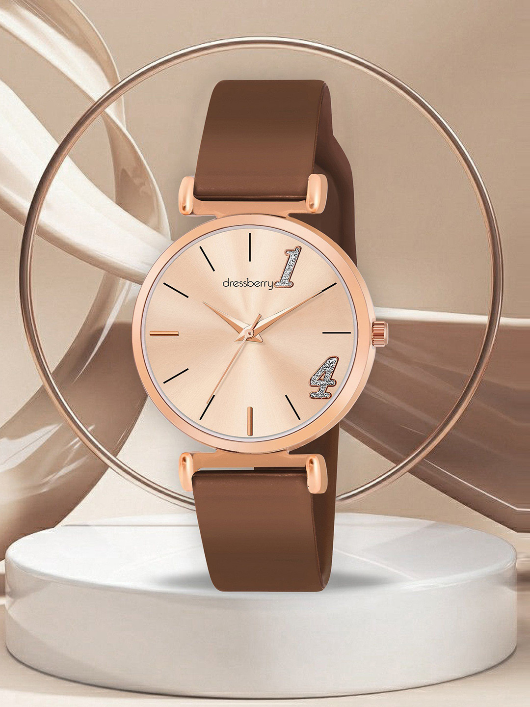 DressBerry Women Brass Dial & Leather Straps Analogue Watch DB-LR002-RSE--STRP