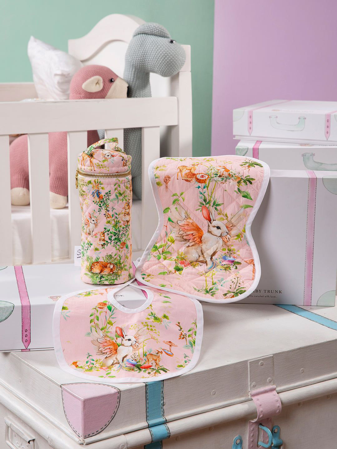 THE BABY TRUNK Kids Pack of 3 Egyptian Pure Cotton Baby Feed Set- Large Feeding Essentials