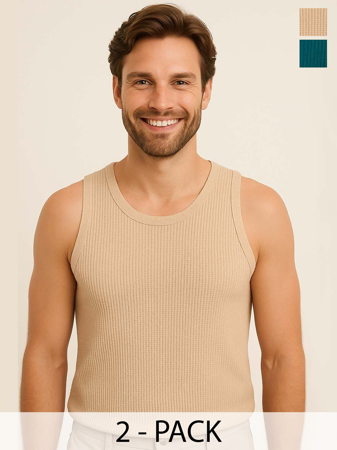 Organic Chics Pack Of 2 Textured Cotton Tanks Innerwear Vest