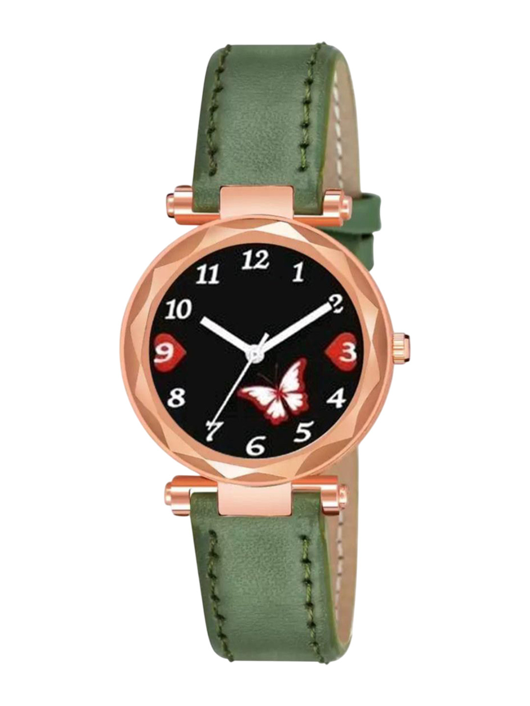 Miss Perfect Unisex Embellished Dial & Leather Textured Straps Analogue Watch Cvv14