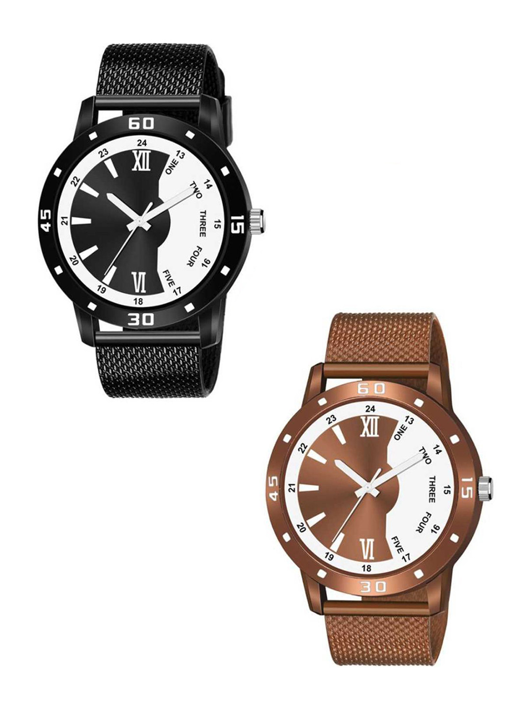 Miss Perfect Unisex Pack of 2 Dial & Bracelet Style Straps Analogue Watch ML228