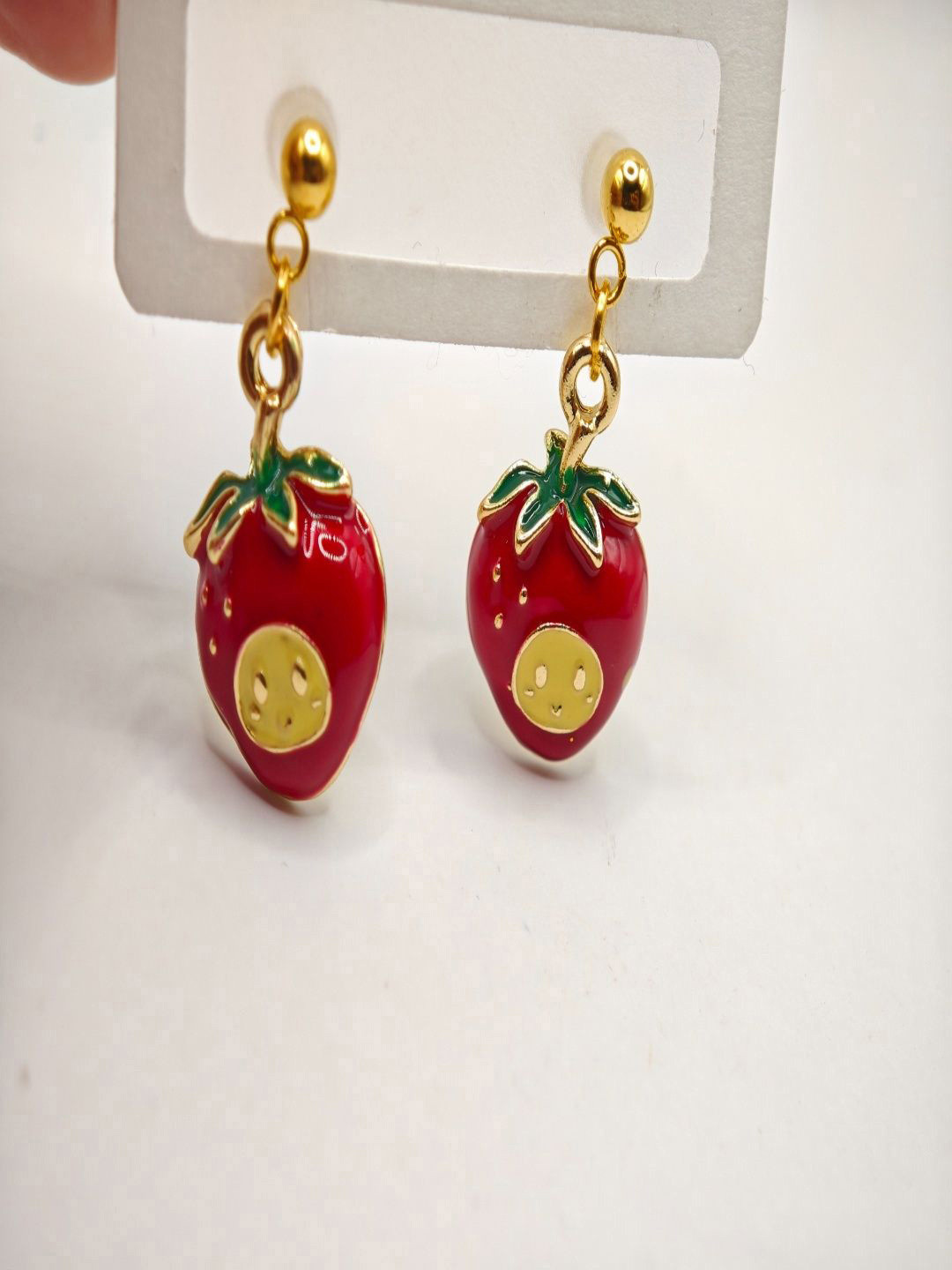 SAPRAA TRENDS Gold-Plated Anti Tarnish Cheery Shaped Drop Earrings