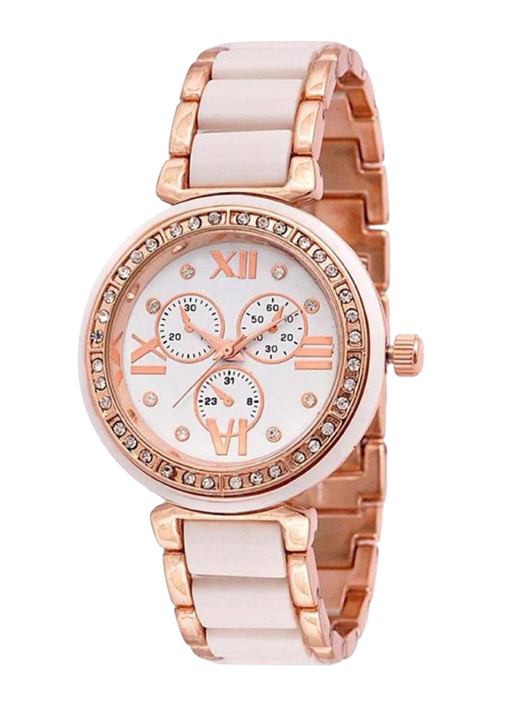 Miss Perfect Women Embellished Dial & Bracelet Style Straps Analogue Watch a 114