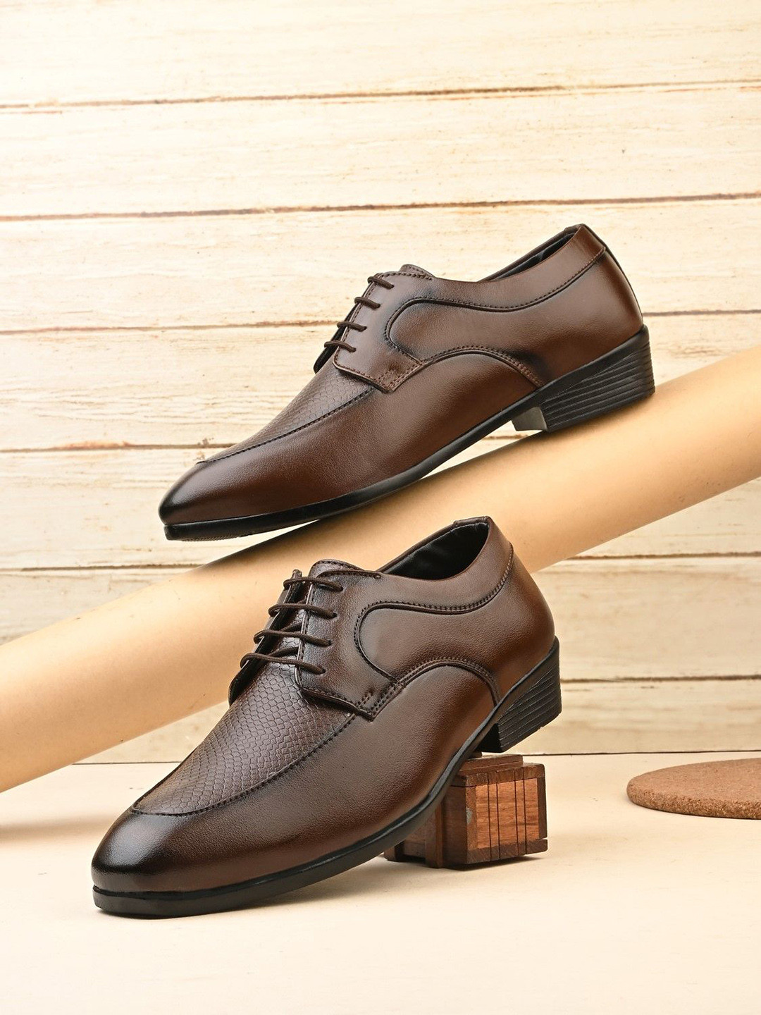 KASTAVA Men Lace-Ups Round Toe Formal Derbys