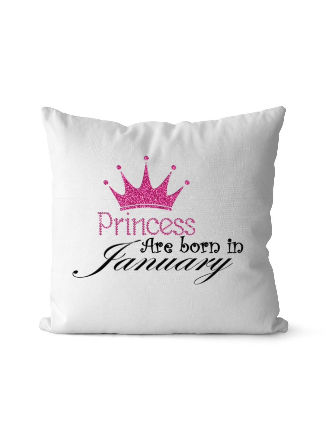 Loops n knots White & Black Princess Are Born In January Printed Pre-Filled Cushion