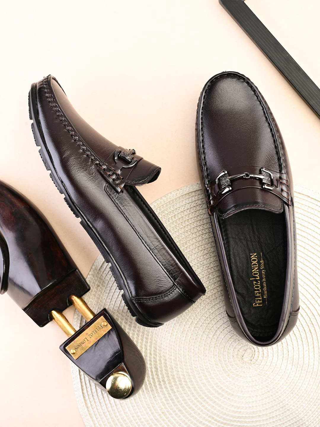 FELELOZ LONDON Men Leather Round Toe Formal Loafers