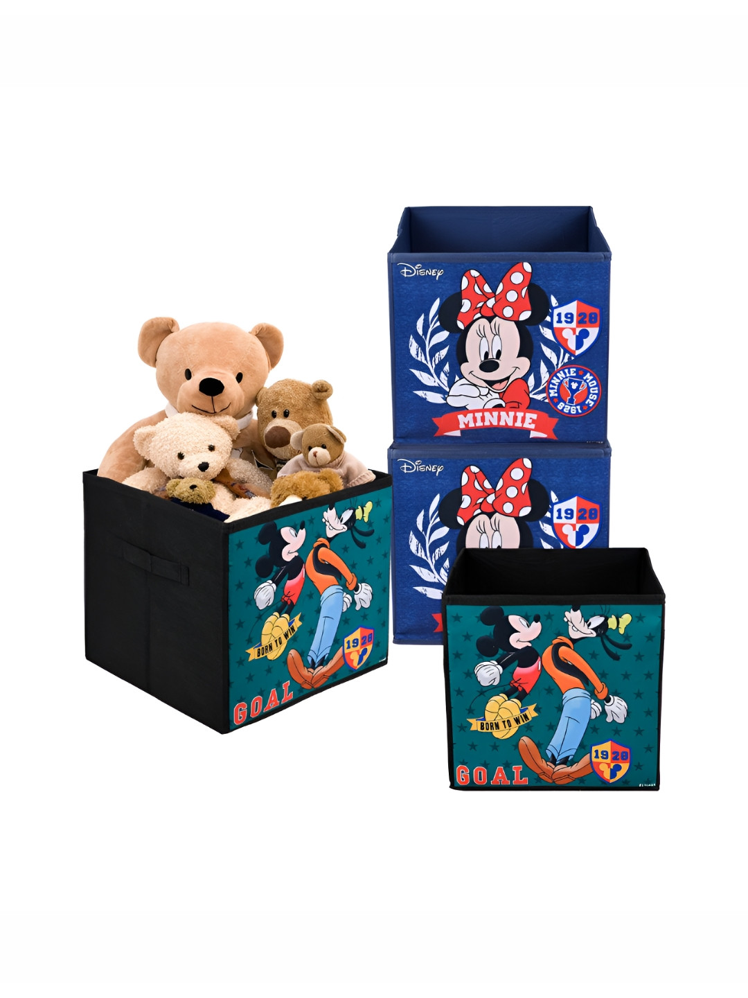 Aura Black & Navy Blue 4 Pieces Printed Storage Box Organisers