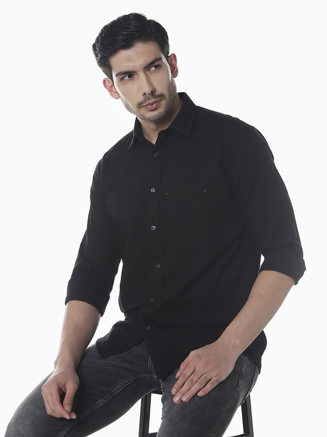 Klub Fox Spread Collar Slim Fit Cotton Shirt