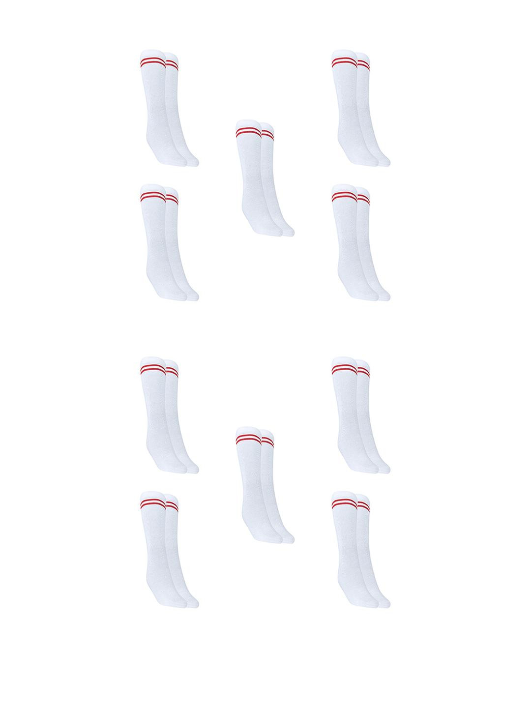MUKHAKSH Girls Pack of 10 White Calf Length Socks