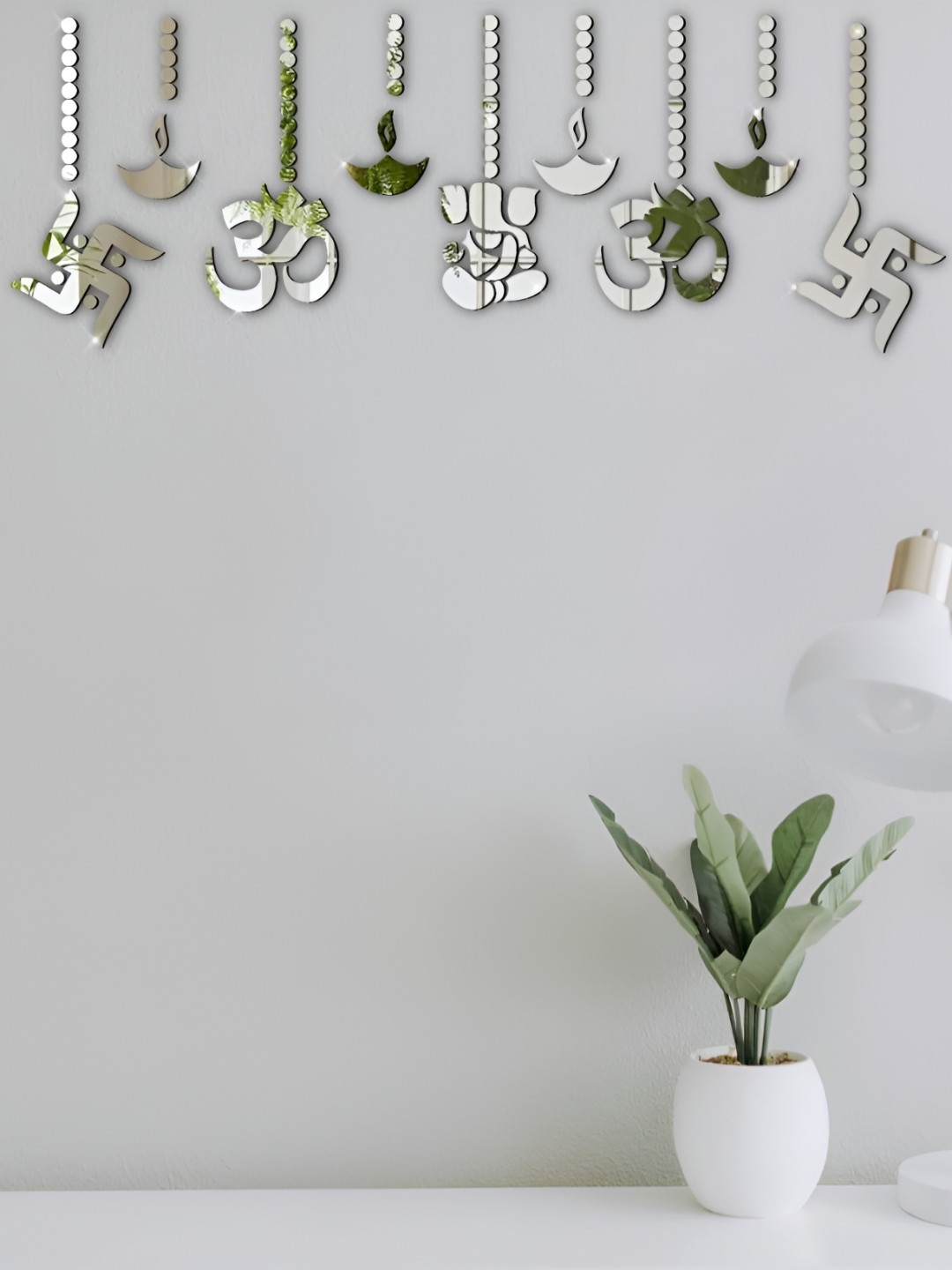 VAH Kya Bat Hai !! Set Of 100 Swastik Ganesha and Diya Mirror Sticker