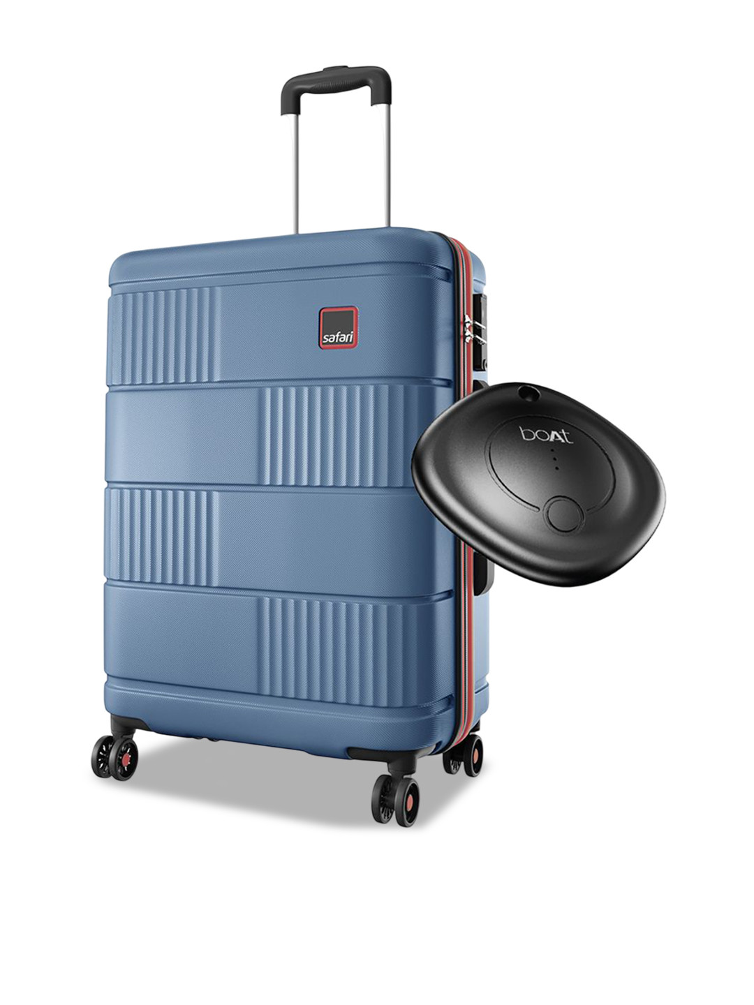 Safari Trackr Unisex Textured Hard-Sided Medium Trolley Suitcase With Tag