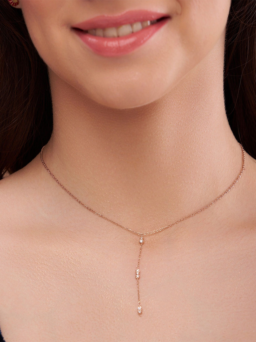 KYMEE 18K Gold Vermeil Stone Studded Vermeil Constellation Y-shaped Chain