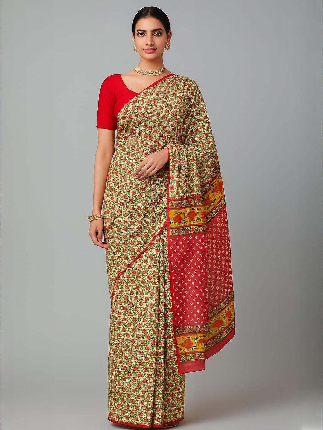 Silakaari Off White Cotton Blend  Sarees