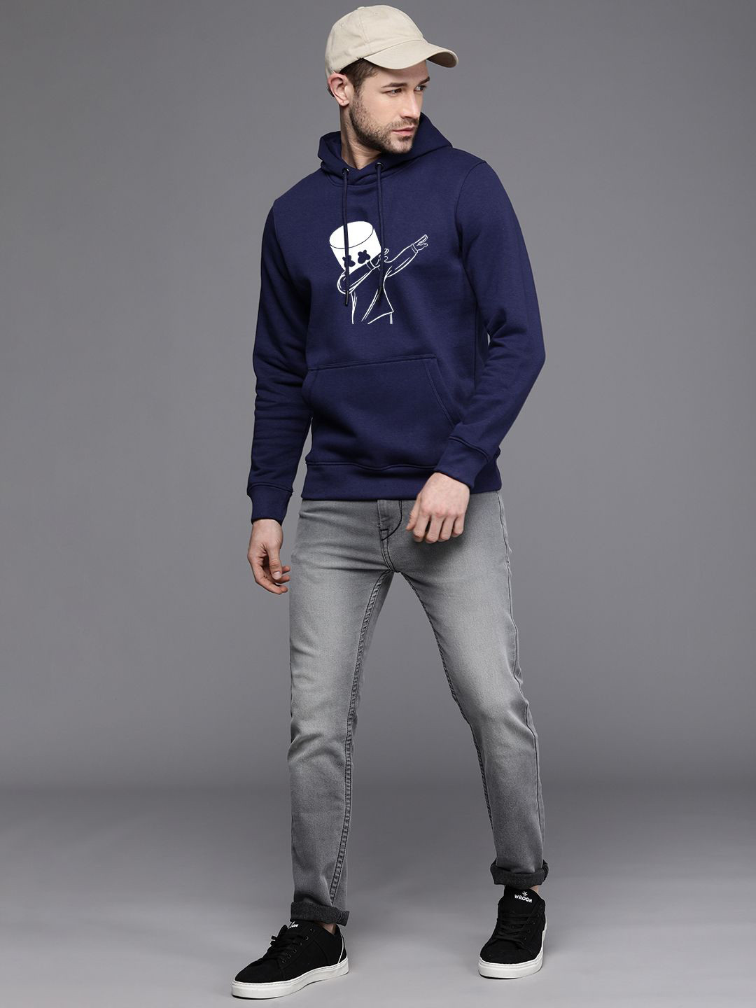 Dogman Men MarshMallow Printed Hooded Sweatshirt