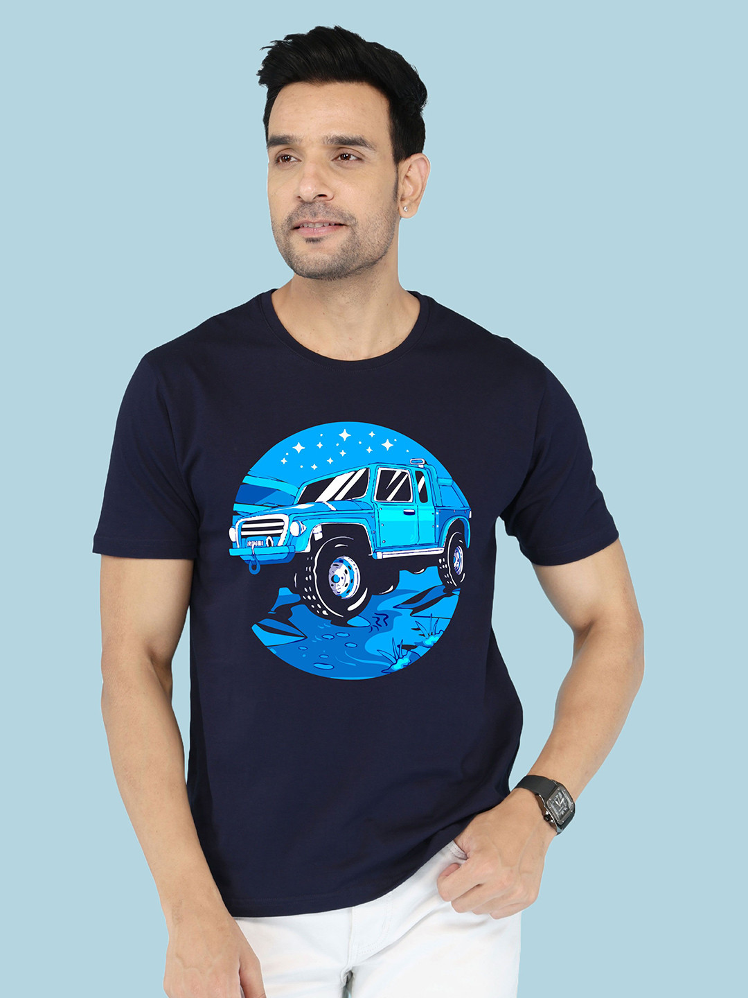 NOBLE HUSTLE Graphic Printed Round Neck Pure Cotton Tshirt