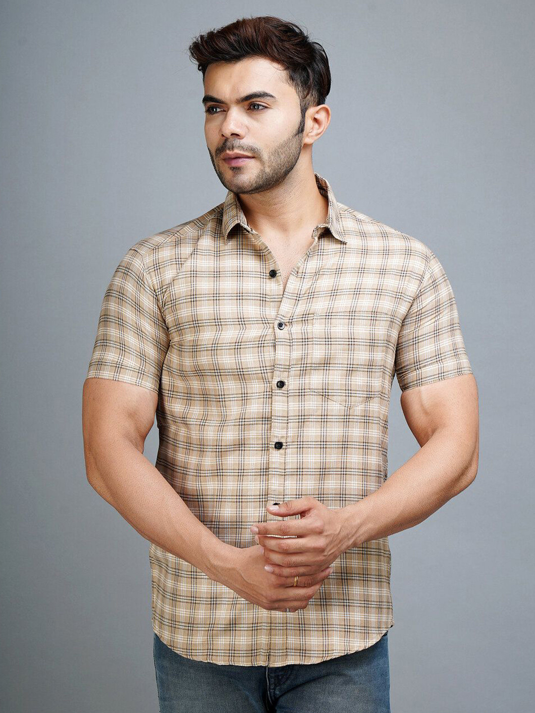 Apuesto Men India Slim Fit Checked Spread Collar Cotton Casual Shirt
