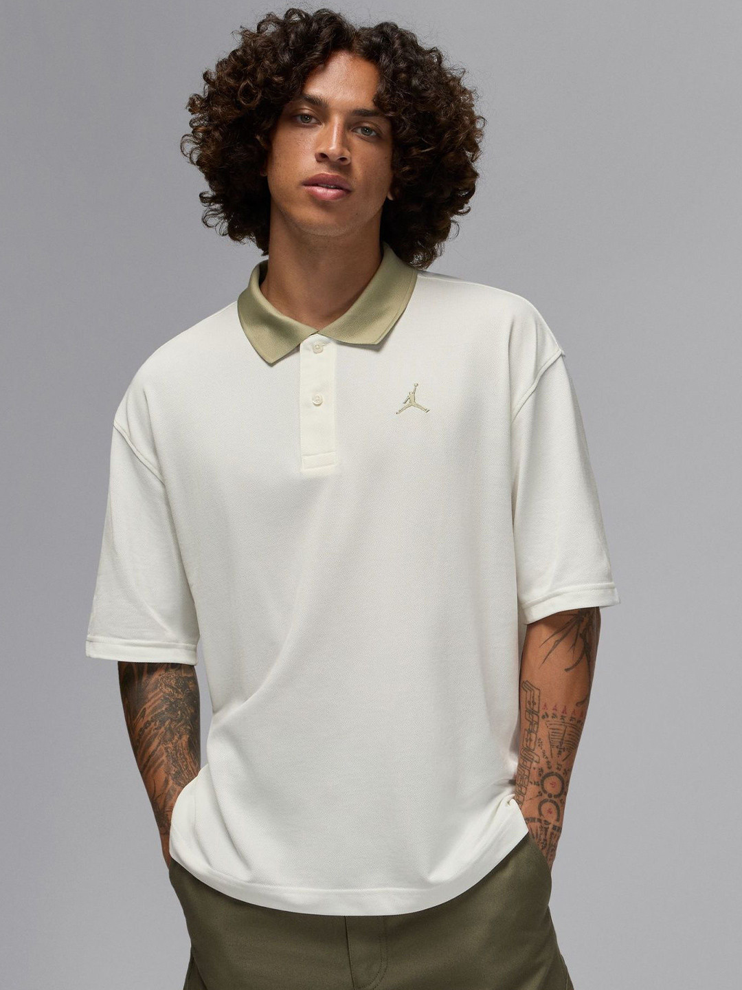 Nike Men Solid Jordan Brooklyn Polo Collar Cotton T-shirt